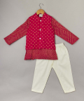 Pink Bandhani Printed Jacket And Kurta With Pyjama