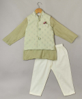 Mint Green Embroidered Nehru Jacket Kurta And Pyjama Set