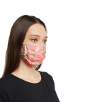Adult Coral And Aqua Chidiya Print Pleated 3 Ply Mask With Pouch
