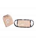 Adult Beige Khargosh With Black Pine Cone Print Pleated 3 Ply Mask With Pouch