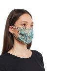 Adult Blue And Pink Ikat Love Print Pleated 3 Ply Mask With Pouch