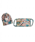 Adult Pink And Blue Ikat Love Print Pleated 3 Ply Mask With Pouch