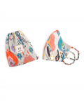 Stone Ikat Garden Print Structured 3 Ply Mask with Pouch For Adult