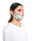 Stone Ikat Garden Print Structured 3 Ply Mask with Pouch For Adult