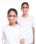 Mini Me PS Masks Twin Set - Coral Chidiya Print Structured 3 Ply Masks with Pouches