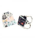 Navy Spring and Tulip Garden Print Pleated 3 Ply Mask with Pouch For Adult