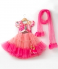 Pink Flower Printed Lehenga Set