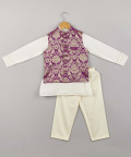 Purple Brocade Jacket Set