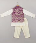 Purple Brocade Jacket Set