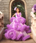 Purple Net Ruffle Gown