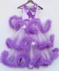 Purple Net Ruffle Gown