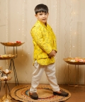 Yellow Kurta With Jacket Set