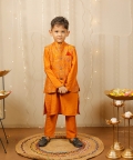 Mustard Kurta Set With Floral Jacket