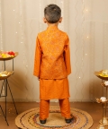 Mustard Kurta Set With Floral Jacket