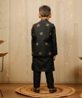 Black-Golden Kurta With Jacket Set