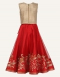 Red and gold lehenga set