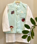 Mushroom Forest Nehru Jacket And Kurta Set For Boys