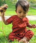 Whitewater Kids Unisex Organic Madder Raidana Print Angrakha Top Pants