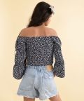Ranj Off Shoulder Printed 3/4 Sleave Crop Top For Girl Kids