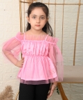 Ranj Off Shoulder Solid 3/4 Sleave Short Top For Girl Kids