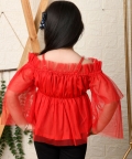 Ranj Off Shoulder Solid 3/4 Sleave Short Top For Girl Kids