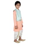 Embroidered Aysmetrical Jacket With Kurta And Dhoti