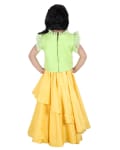 Green Embroidered Top Wih Yellow Two Layer Skirt