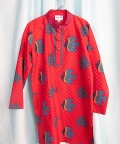 Red Hand Block Printed Kurta Set