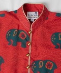 Red Hand Block Printed Kurta Set