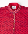 Red Hand Block Printed Kurta Set