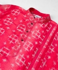 Red Tie Dye Printed Drape Kurta Set