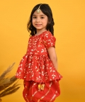 Red With Gold Print Dhoti Jhabala