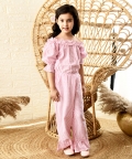 Off Shoulder Short Sleave Full Length Jumpsuit For Girl Kids