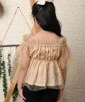 Ranj Off Shoulder Solid 3/4 Sleave Short Top For Girl Kids