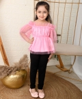 Ranj Off Shoulder Solid 3/4 Sleave Short Top For Girl Kids