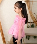 Ranj Off Shoulder Solid 3/4 Sleave Short Top For Girl Kids
