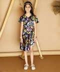 V-Neck Half Sleeve Printed Knee Length Dress