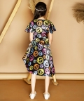 V-Neck Half Sleeve Printed Knee Length Dress