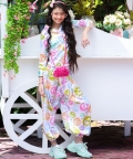 Shirt Collar 3/4 Sleeve Printed Full Length Dress