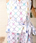V-Neck Sleeve Less Printed Full Length Dress