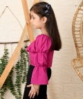 Off Shoulder Solid Full Sleeve Hip Length Top