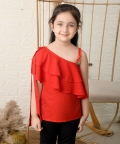 One Shoulder Solid One Side Sleeve Short Length Top
