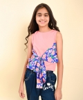 Round Neck Sleeve Less Printed Crop Top