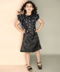 Round Neck Short Sleeve Printed Knee Length Dress