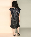 Round Neck Short Sleeve Printed Knee Length Dress