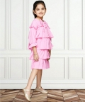 Round Neck 3/4 Sleeve Solid Knee Length Dress