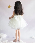 Halter Neck Satin Organza Dress With 3-D Flowers