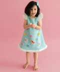A-Line Scuba Dress With Mermaid Embroidery