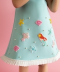 A-Line Scuba Dress With Mermaid Embroidery