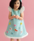 A-Line Scuba Dress With Mermaid Embroidery